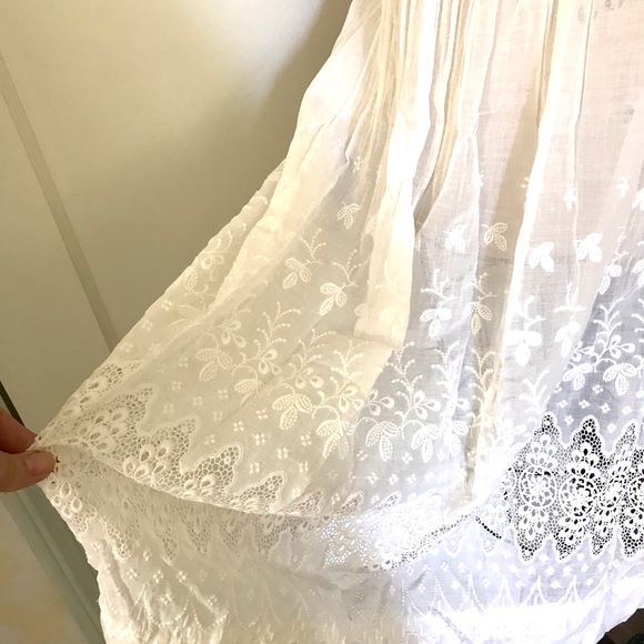 White on white cotton w/fancy lace Victorian dress XLNT cond.very Downton - Picture 8 of 13